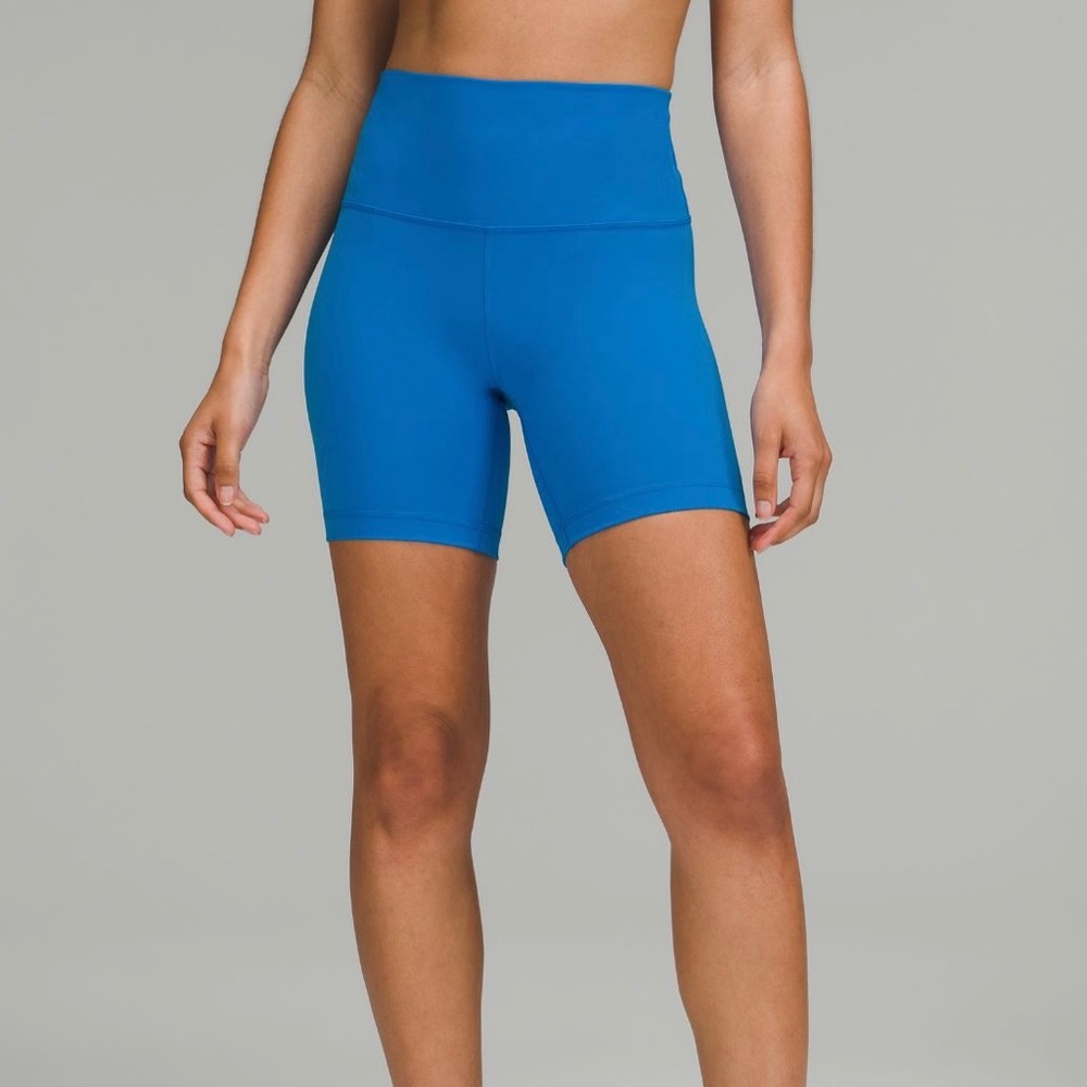 Lululemon wunder train high rise shorts 6" poolside blue